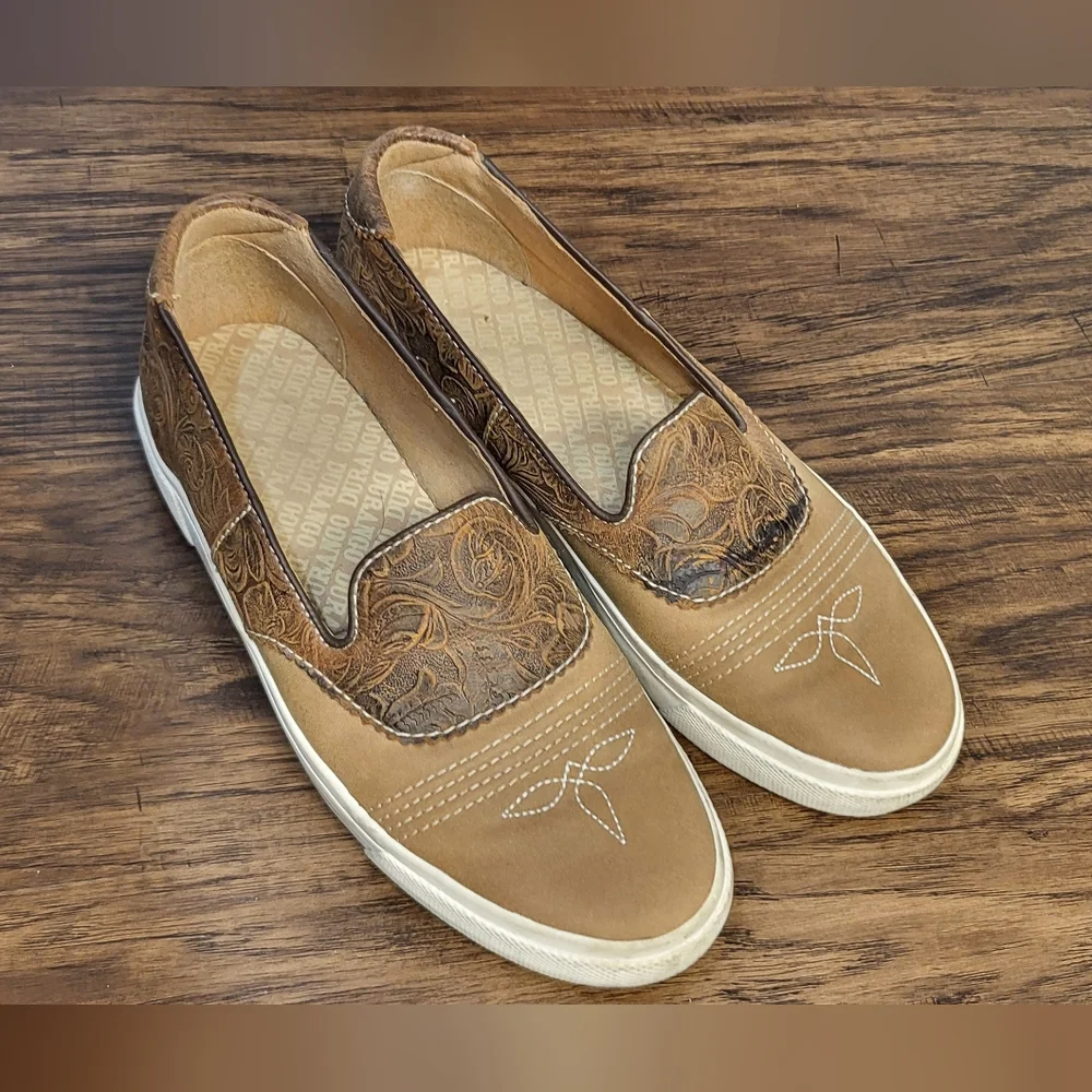 Durango Music City Tooled Leather Slip-on Western Sneaker Size 8